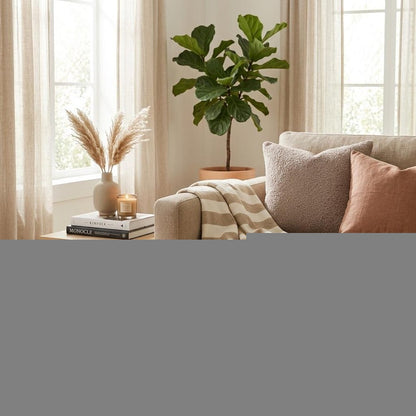 Cream and Stone Slanted Stripe Fringed Throw Blanket