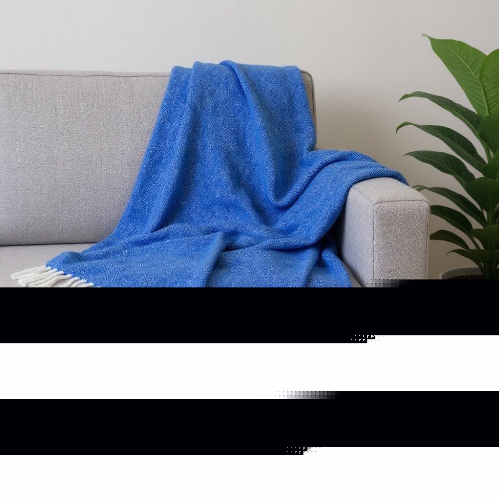 50" X 60" Royal Blue And White Woven Herringbone Plush Throw Blanket