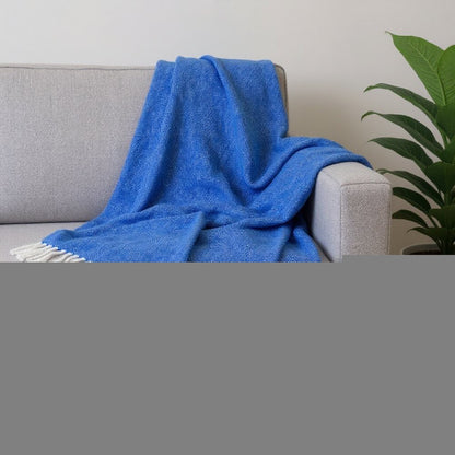 50" X 60" Royal Blue And White Woven Herringbone Plush Throw Blanket