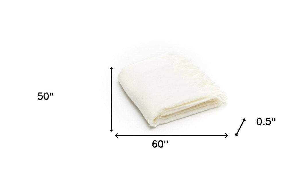 Creamy Milk Soft Acrylic Herringbone Throw Blanket