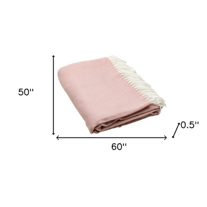 Pastel Pink Soft Acrylic Herringbone Throw Blanket