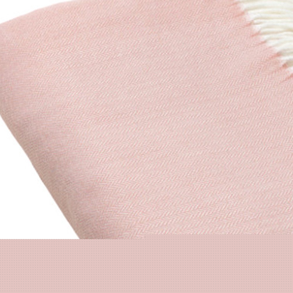 Pastel Pink Soft Acrylic Herringbone Throw Blanket