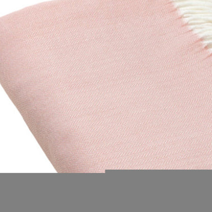 Pastel Pink Soft Acrylic Herringbone Throw Blanket