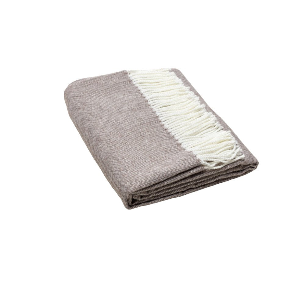 50" X 60" Taupe Woven Herringbone Plush Throw Blanket