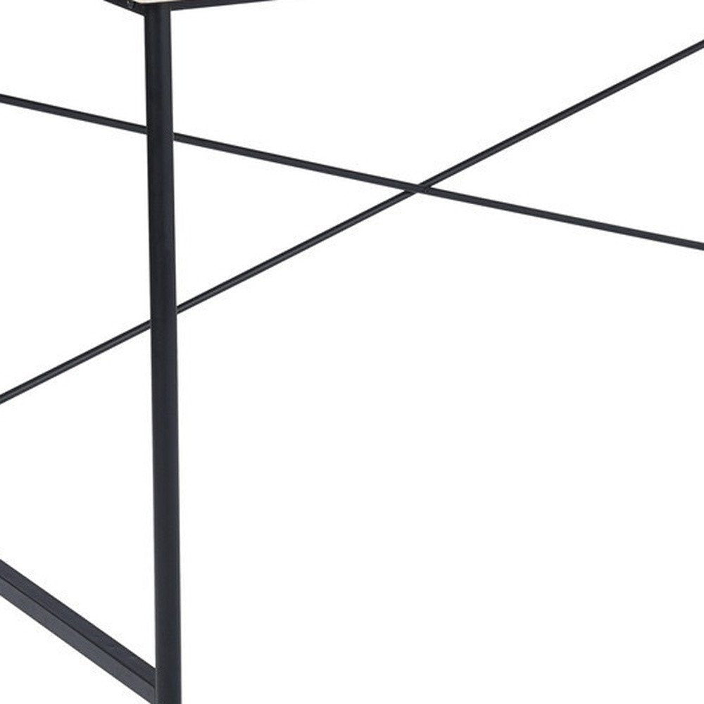 48" Natural and Black Wood and Aluminum Computer Desk