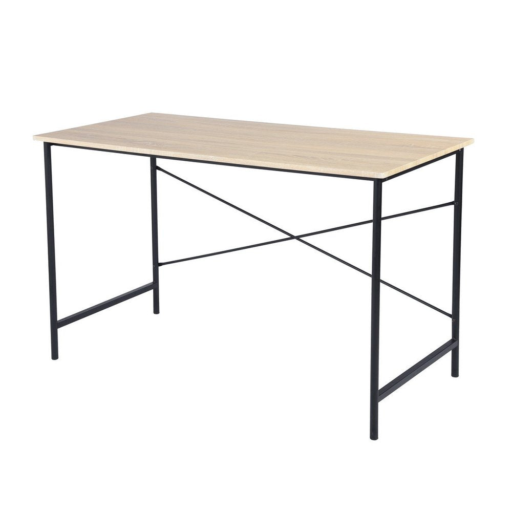 48" Natural and Black Wood and Aluminum Computer Desk