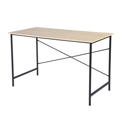 48" Natural and Black Wood and Aluminum Computer Desk