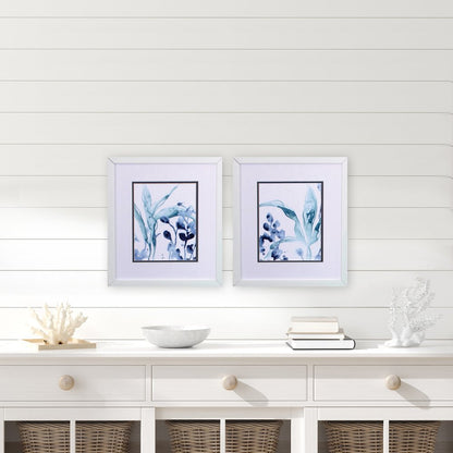 Set of Two Blue Flower Framed Art