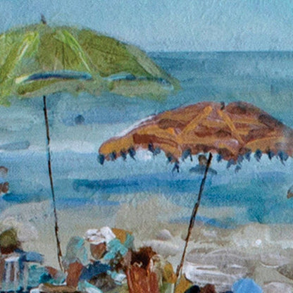Set of Two Blue Day At The Beach Square Framed Art