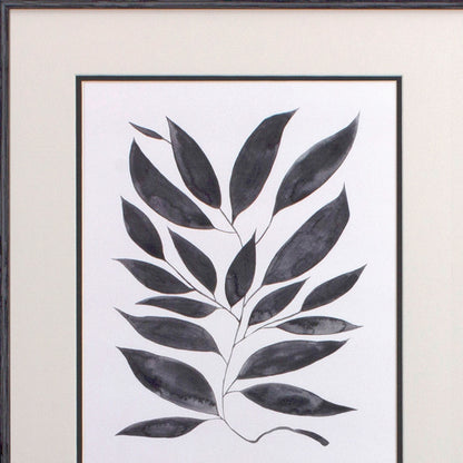 Set of Two Beige And Black Leaves Framed Art