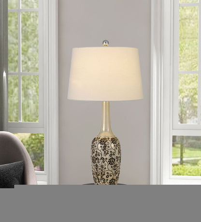 Set Of Two 30" Silver Metal Two Light Bedside Table Lamps With White Globe Shade