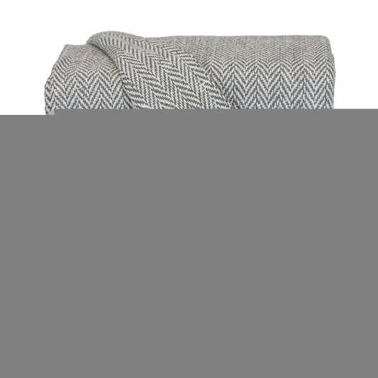Handloomed Light Gray Cotton Throw Blanket with Tassels