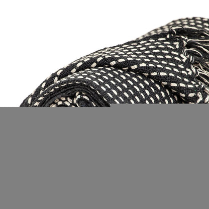52" X 67" Black and White Woven Cotton Striped Throw Blanket with Tassels