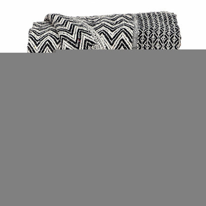 52" X 67" Beige and Black Quilted Cotton Abstract Throw Blanket