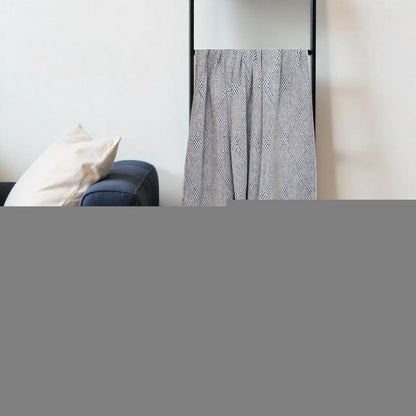 Blue and Beige Woven Handloom Throw with Tassels