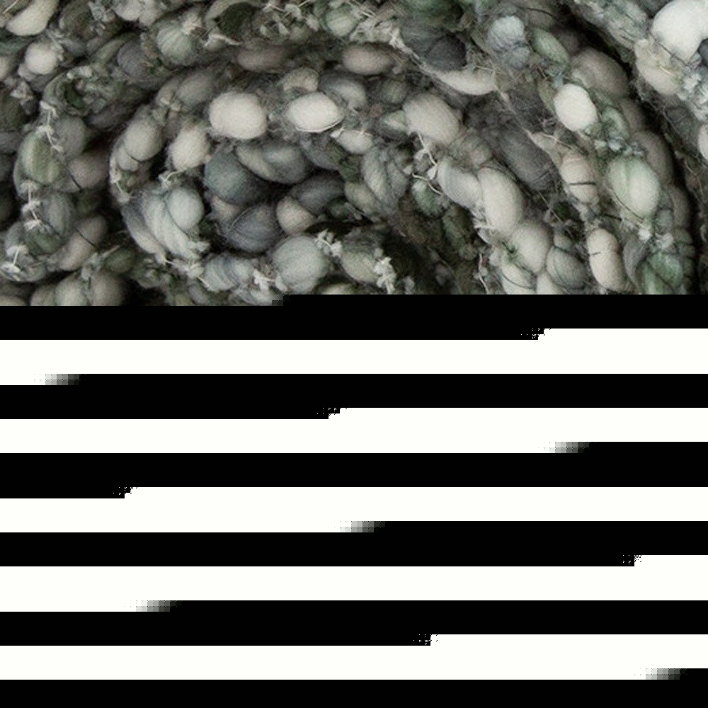 Green and White Knitted Cotton Blend Abstract Throw Blanket with Fringe