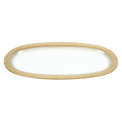 16" Gold Oval Glass Handmade Serving Tray
