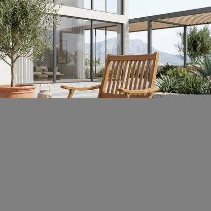 24" Brown Solid Wood Indoor Outdoor Deck Chair