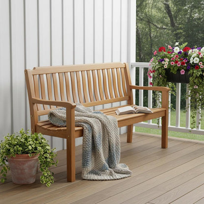 72" Teak Solid Wood Garden Bench