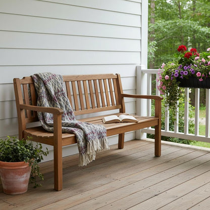 60" Teak Solid Wood Garden Bench