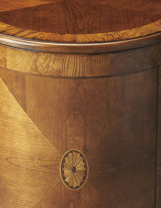 24" Natural Wood Round Drum End Table