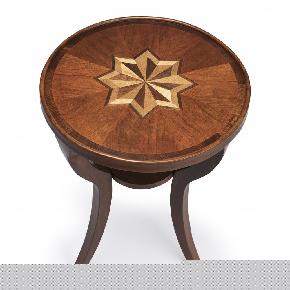 24" Brown And Olive Ash Manufactured Wood Round End Table With Shelf