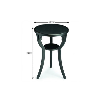 24" Black Manufactured Wood Round End Table With Shelf