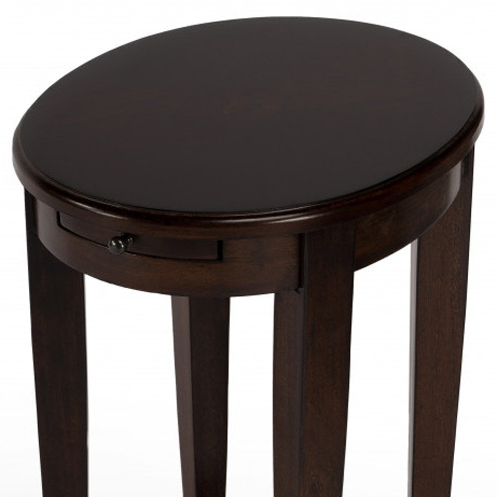 26" Chestnut Wood Oval End Table With Shelf