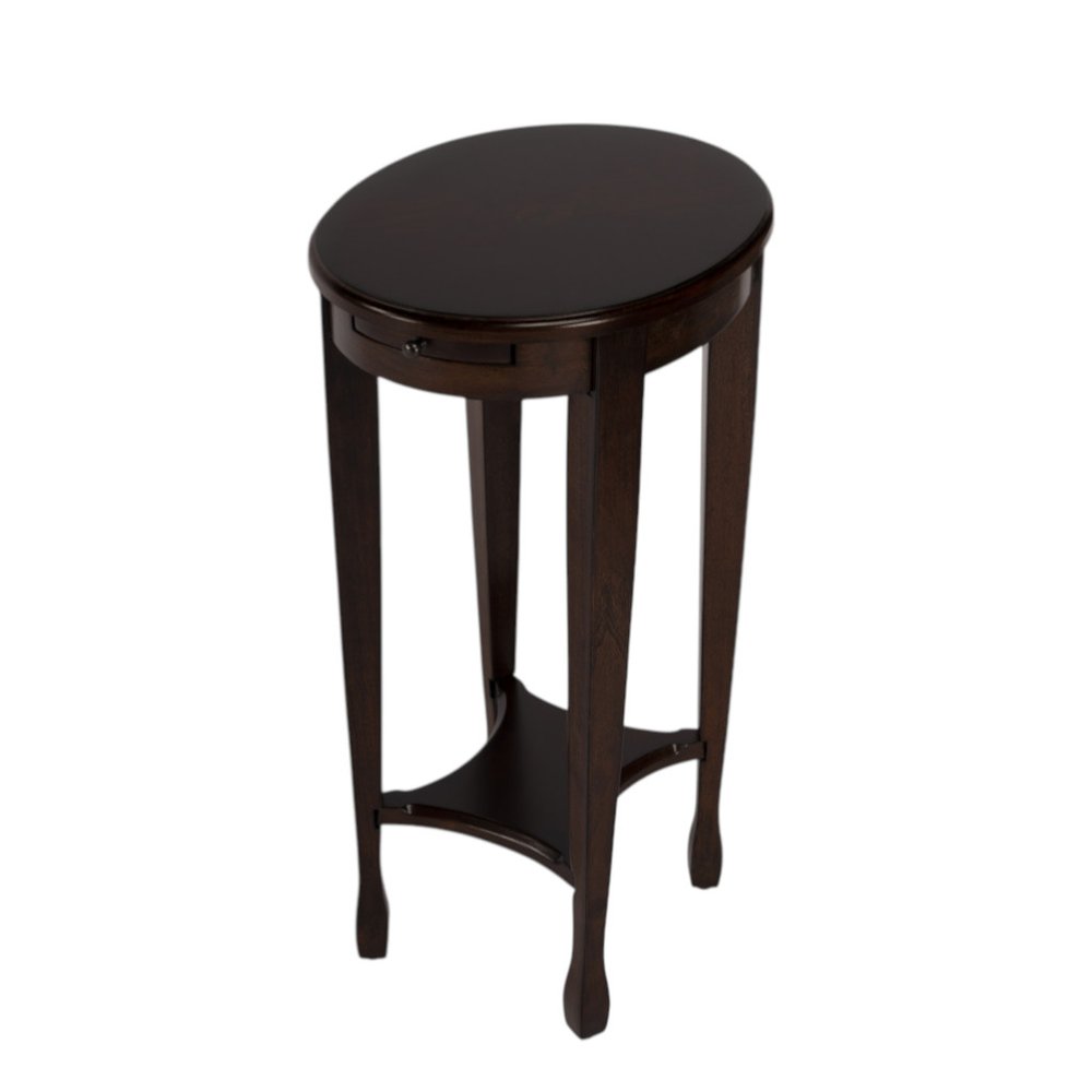 26" Chestnut Wood Oval End Table With Shelf