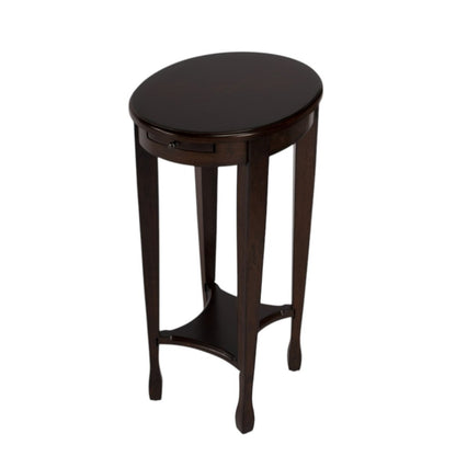26" Chestnut Wood Oval End Table With Shelf