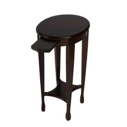 26" Chestnut Wood Oval End Table With Shelf