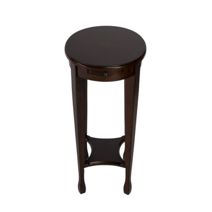 26" Chestnut Wood Oval End Table With Shelf
