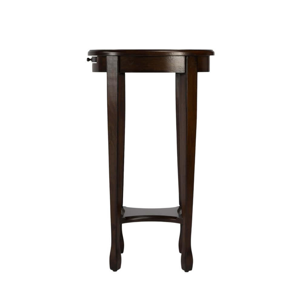 26" Chestnut Wood Oval End Table With Shelf