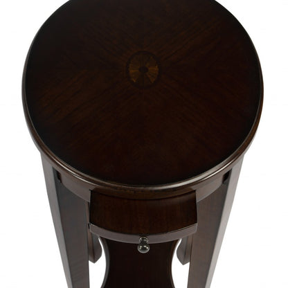 26" Chestnut Wood Oval End Table With Shelf