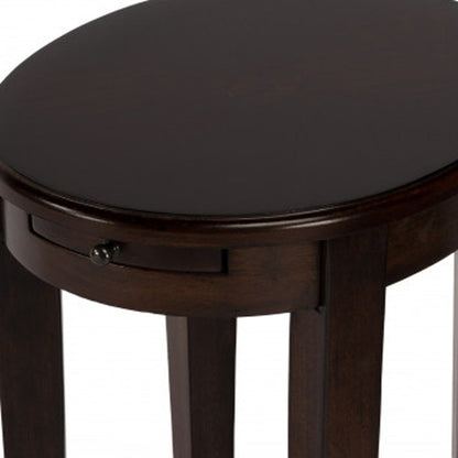 26" Chestnut Wood Oval End Table With Shelf