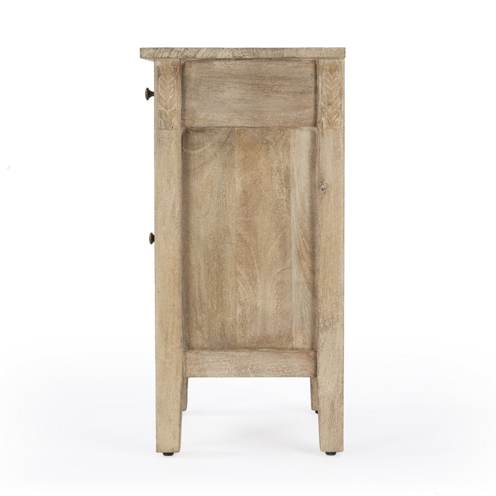 24" Natural Distressed Wood End Table With Drawer