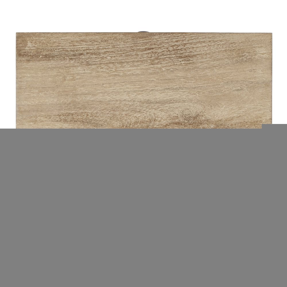 24" Natural Brown Solid Wood End Table With Cabinet and Drawer