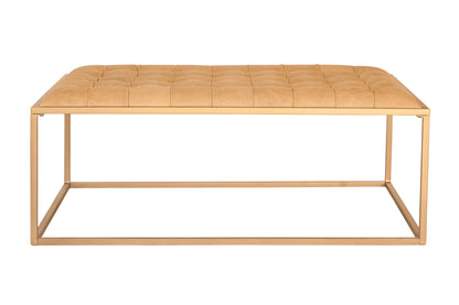 48" Gold And Brown Leather Rectangular Coffee Table