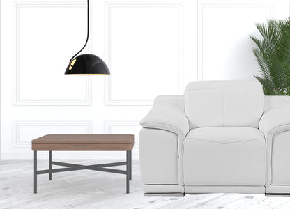 48" White Italian Leather Arm Chair