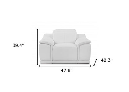 48" White Italian Leather Arm Chair