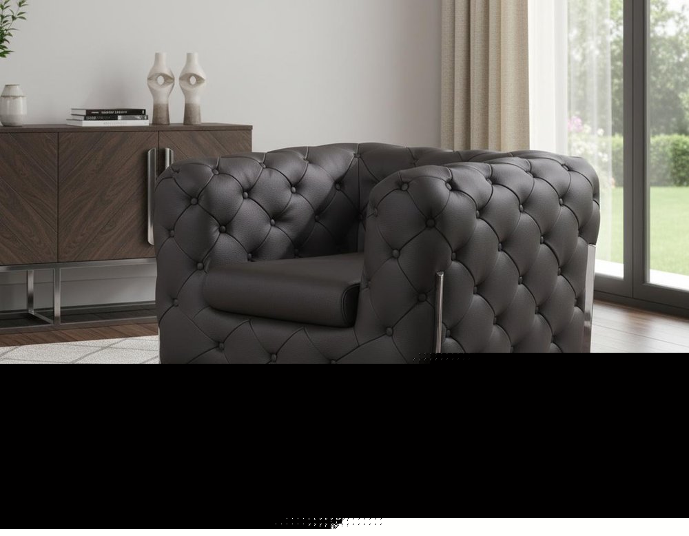 45" Brown Italian Leather Arm Chair