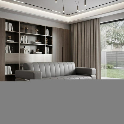 89" Dark Gray Italian Leather Sofa With Silver Legs
