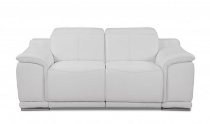 Three Piece Indoor White Italian Leather Six Person Seating Set