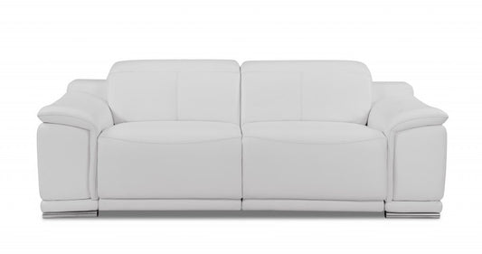 Two Piece Indoor White Italian Leather Five Person Seating Set