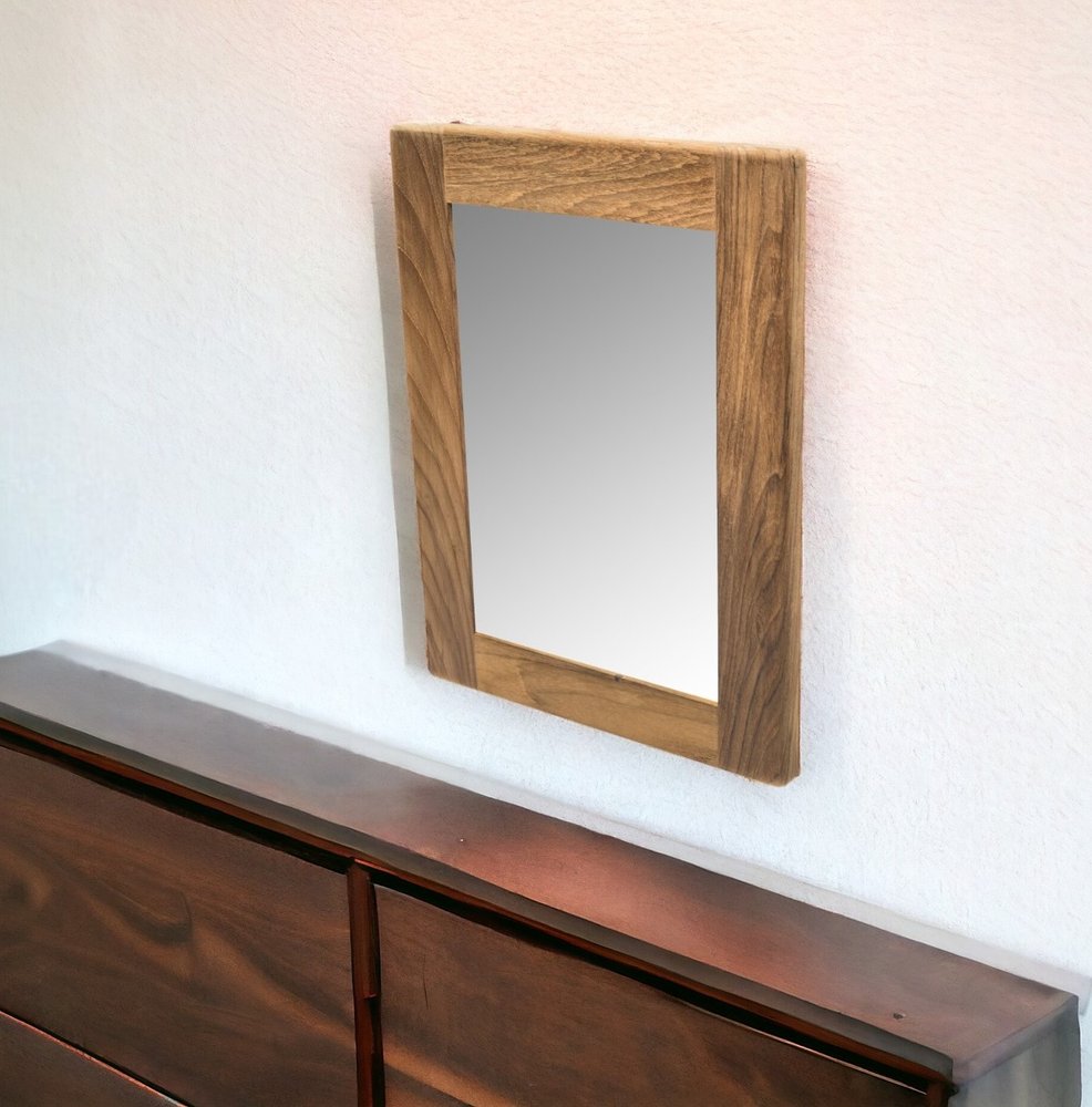 15" Brown Solid Wood Framed Accent Mirror