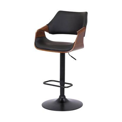 Black Fabric And Iron Adjustable Height Swivel Bar Chair