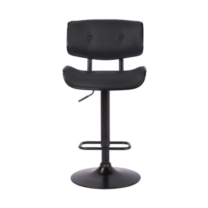 Black Fabric And Iron Adjustable Height Swivel Bar Chair