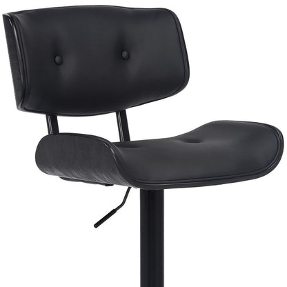 Black Fabric And Iron Adjustable Height Swivel Bar Chair