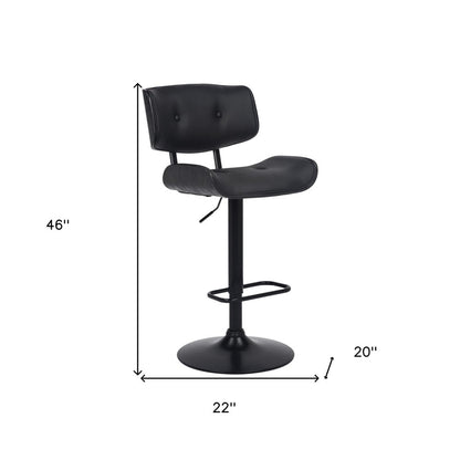 Black Fabric And Iron Adjustable Height Swivel Bar Chair