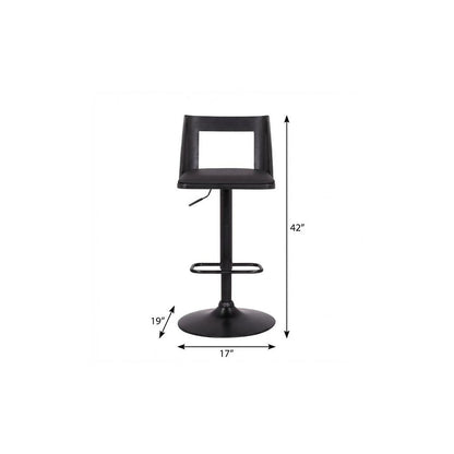 24" Black Faux Leather And Iron Swivel Adjustable Height Bar Chair